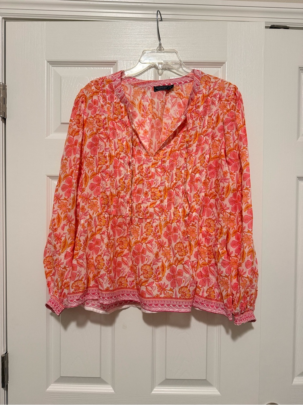 Vineyard Vines Pink & Orange Floral Peasant Blouse